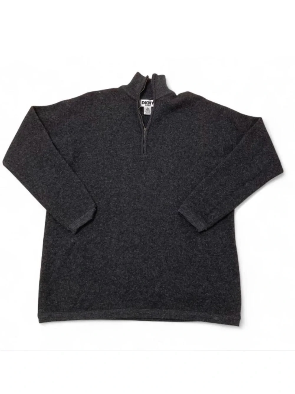 Vintage 90’s DKNY 100% Wool Quarter Zip Sweater Men’s Large Classic Preppy Fall